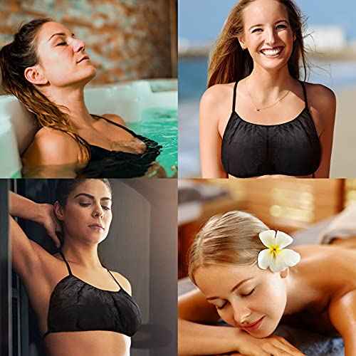 Yahenda 100 Piece of Women Underwear Disposable Bras and Thong Panties(Black)