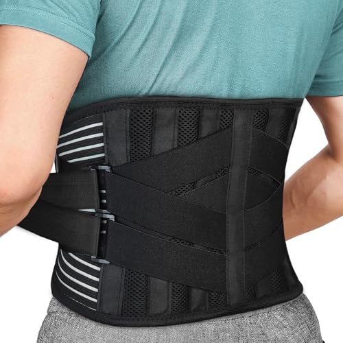 Back Brace for Lower Back Pain Relief, Anti-skid Lumbar Support Belt With Mesh for Women Men, Adjustable Lumbar Support Brace for Sciatica, Scoliosis, Body Shape Waist Trainer for Heavy Lifting, Gym, Workouts (XXL)