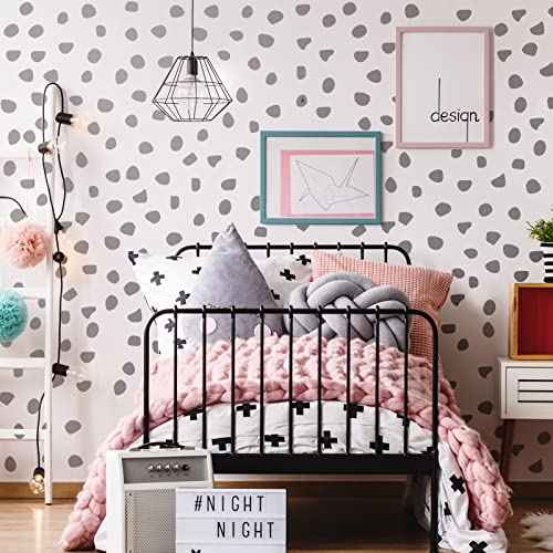 500 Pieces Irregular Polka Dots Boho Wall Decal Vinyl Nursery Wallpaper Sticker Wall Decor Peel and Stick Dot Wall Sticker for Kids Baby Girl Bedroom Home Classroom Decoration (Silver)