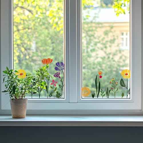 Wildflower Wall Stencil Templates 11.8 x 11.8 Inch Reusable Floral Stencils for Painting on Wood Wall Floor Fabric Furniture, DIY Home Decor Craft Stencil