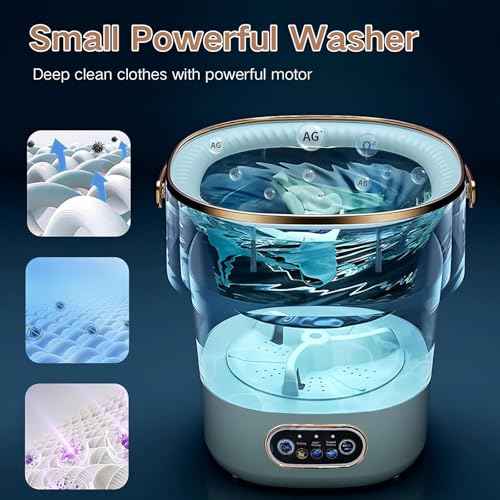Portable Washing Machine, 15L Mini Collapsible Washer with 3 Cleaning Modes for Baby Clothes, Underwear, Small Foldable Laundry for Travel Apartment Home Dorm Hotel Camping (White+Grey)