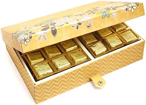 Ghasitaram Gifts Diwali Gifts Diwali Sugafree Chocolates Gold 4 Print 24 Pcs Roasted Almond Sugarfree Chocolates Box