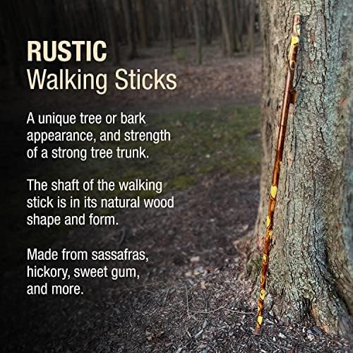 Brazos Rustic Wood Walking Stick, Hawthorn, Traditional Style Handle, for Men & Women, Made in The USA