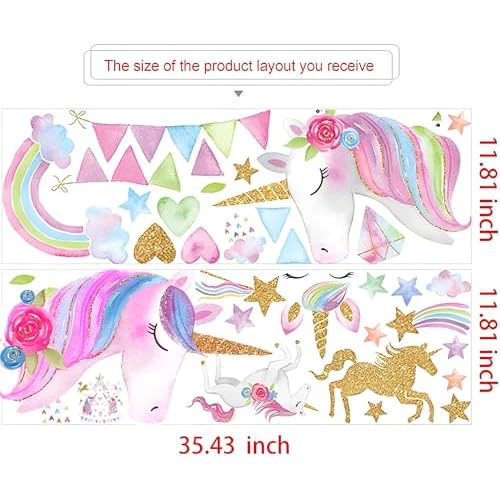 Unicorn Wall Decal, Stickers Children's Room Princess Decoration Wall Kids Room Decor Decals Bedroom for Girls