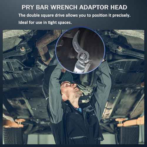 Pry Bar Wrench Adaptor Head, Ratchet Pry Bar Attachment 1/2" D 8pt (Square) Profile, Crowbar Adapter Head Tool, Adjustable Angle Head Pry Bar Fits1/2 Ratchet for Tight Spaces