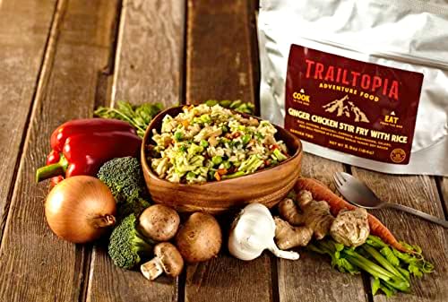 Trailtopia Hearty Ginger Chicken Stir Fry- Freeze Dried Hiking Dinner | Delicious Taste | Quick & Easy Prep | Lightweight | Perfect for Camping & Backpacking | High Energy Meals for Outdoor Adventures