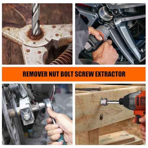 Valkynos 26 Pcs Bolt Extractor Kit and Left Hand Drill Bit Reverse Drill Bit Extractor Set, Easy Out Screw Remover Set Tool for Damaged, Rusted, Broken, Stripped Bolts Screw Nuts, with Hex Adapter