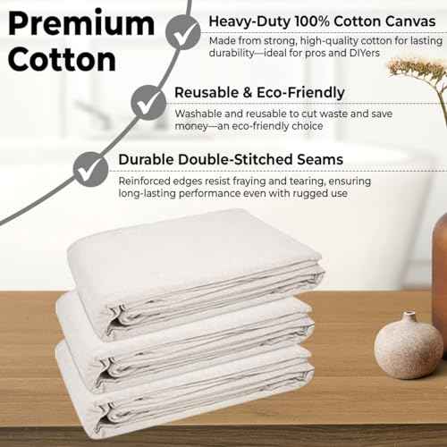 Premium Cotton Canvas Drop Cloth - 8 oz, 4x5 ft - Perfect for Painting, Furniture & Floor Protection (4x5)
