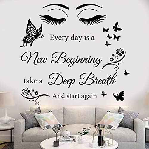 Vinyl Quotes Stickers - Every Day is A New Beginning Inspirational Wall Art Sticker Positive Quotes Wall Decals for Living Room, Bedroom, Classroom, Office, Studio, School, Teen Dorm Room