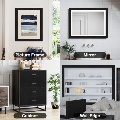 10M Black Mirror Tape Border Peel and Stick, Removable Self Adhesive Mirror Borders for Bathroom Decor Sticker 1.96'' x 393''