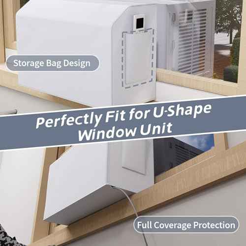 Flamorrow Outdoor Air Conditioner Cover and Indoor Air Conditioner Cover with Bag for U-Shaped Window AC Unit, Dustproof & Windproof Window AC Covers for Outside & Inside Unit Full Coverage Protection