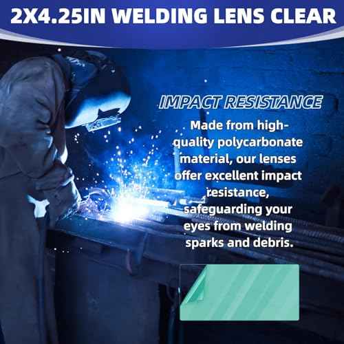 100 Pcs of 2" x 4.25" Universal Welding Helmet Hood Replacement Clear Lens Cover 2x4 1/4 optical grade Premium Quality Clear Plastic Cover Lenses