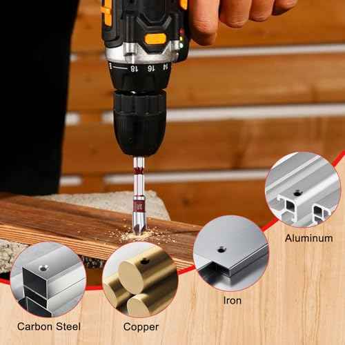 5Pcs Countersink Drill Bit Set, 82 Degree 5-Flute Industrial-Grade HSS, 1/4" Hex Shank, Sizes 1/4"-3/4" for Wood, Plastic, Fiberboard & Soft Metals, with Moisture-Resistant Aluminum Storage Case