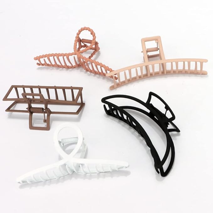 Large Metal Hair Clips for Thick and Long Hair - Butterfly Claw Clips and Big Jaw Clamps for Hair Styling, Accessories for Women (5 Colors)