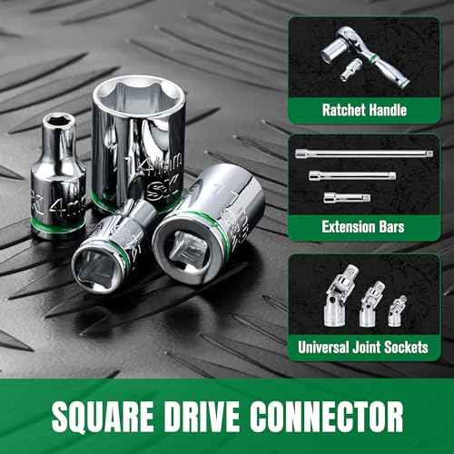 SK 1/4" Drive Socket Set, Metric Sockets, 13-Piece 4-14 mm, SuperKrome Finish, Premium CR-V Construction, with Aluminum Socket Organizer