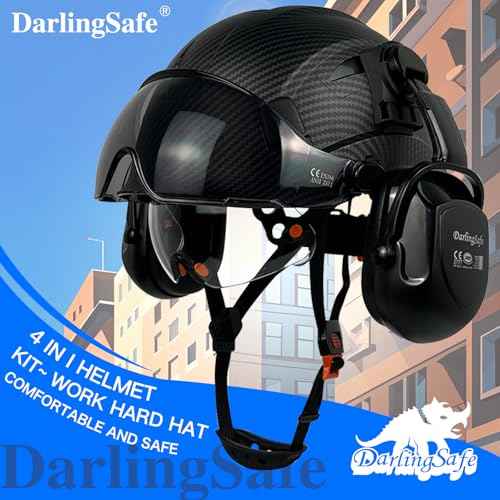 DS-A8S Matte Black Hard Hats with Visor Ear Muffs Safety Helmet Outdoor Work Head Protection ANSI Z89.1 OSHA Approved Industrial Forestry