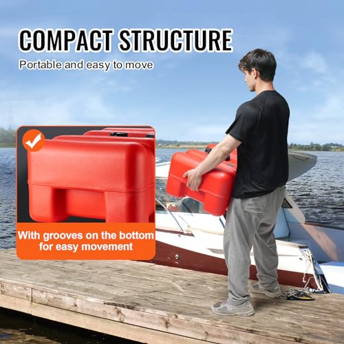 VEVOR Marine Tank, 14.53 Gallon/55L, Boat Tank with 9.8 ft Long Hose, Two-Way Vent Cap, High-Density Polyethylene, Leak-Proof, Visible Gauge, Easy to Carry, for Outboard Engine Fishing Boat Yacht