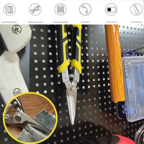 Aviation Tin Snips 8.7 Inch, Heavy Duty Straight Metal Cutter with Stainless Steel Blade & Comfortable Grips for Cutting Cardboard, Thin Iron, Wire, DIY Projects