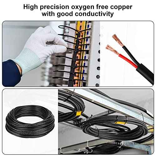 18 Gauge Wire 2 Conductor,18 AWG Electrical Wire Stranded PVC Cord Oxygen-Free Copper Cable,200FT 2 Core Pure Copper Flexible Cable Wire for LED Lamp Lighting Strips Automotive (18AWG-2C, 200FT)¡¦