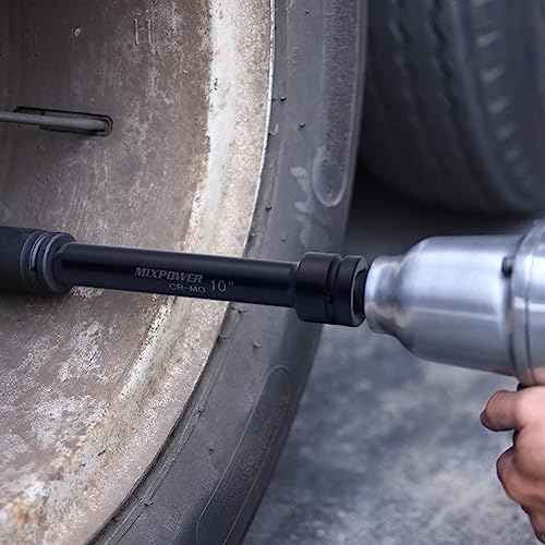 MIXPOWER 1" Drive by 6", 10" Impact Socket Extension Bar, Chrome Molybdenum Steel, 6", 10" ext. bar.