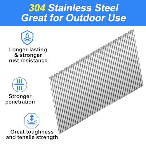 16 Gauge Angled Finish Nails 304 Stainless Steel, (1-1/4", 1-1/2", 2", 2-1/2"), 20-Degree,Assorted Size Project Pack for Pneumatic, Electric Finish Nailer or Nail Gun (2 inch)