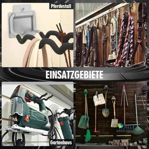4 Pack Heavy Duty Garage Hooks Ladder Hangers for Garage Wall Flip up Wave Hooks for Shovels Chairs Durable 12" Foldable Tools Holder for Yard Garden Tool Organization