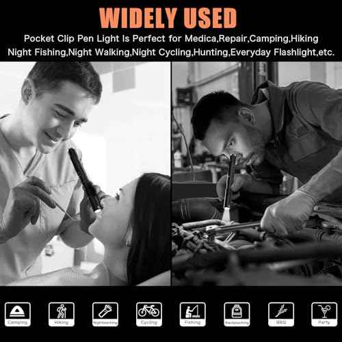 Rechargeable Pen Light, Zoomable Led Penlight Inspector Flashlight Pocket Flashlight with Clip Small Mini Handheld Slim Flashlight 360 Lumens LED for Nurse Medical Repair Engineer Doctor