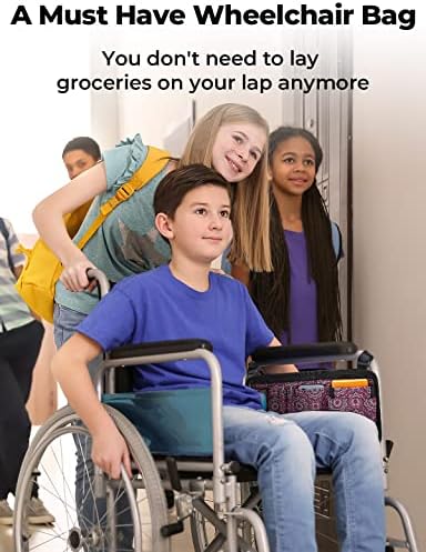 JOYTUTUS Walker Side Bag, Wheelchair Armrest Storage Pouch with Cup Holder, Wheelchair Accessories for Seniors, Walker Bag Cup Holder for Walker, Rollator, Electric Scooter or Wheelchair Red