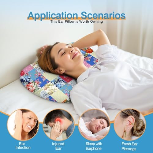 Ear Piercing Pillow for Side Sleepers with Washable Cover Pillows with Holes for Ear Pain,Donut Pillow for Adults CNH Ear Pain Relief Pressure Sores Ear Pillow with Hole in Center