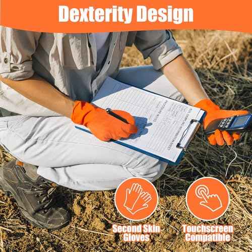 TREEGO 10 Mil Orange Nitrile Gloves Large ? Heavy Duty Disposable Latex & Powder Free, Chemical Resistant, Diamond Grip for Industrial, Automotive, Cleaning ? 100 Count
