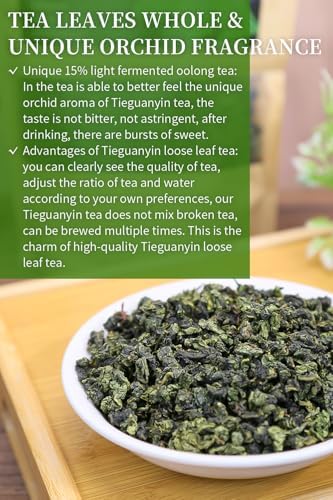 XIXICHA New Tie Guan Yin Tea Anxi Tieguanyin Iron Goddess of Mercy Tie Guan Yin Oolong Loose Leaf Chinese Tea Ti Kuan Yin 5.29oz/150g 铁观音 安溪铁观音茶 乌龙茶 茶叶