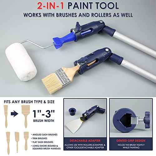 Aolamegs Multi-Angle Paint Brush Extension Tool for High Ceilings,Suitable for Fixing On Standard Threaded Extension Rod