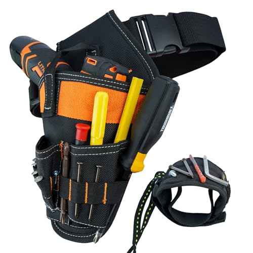 KUNN Right Handed Drill Holster, Heavy Duty 3-in-1 Impact Driver Holder with Magnetic Wristband for Tool Belt