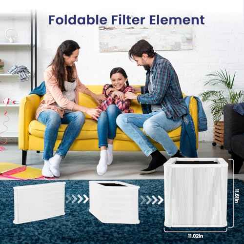 2 Pack 211+ True HEPA Replacement Filter Compatible with 211+ Air Cleaner Purifier, Foldable Particle and Activated Carbon Replacement Filter
