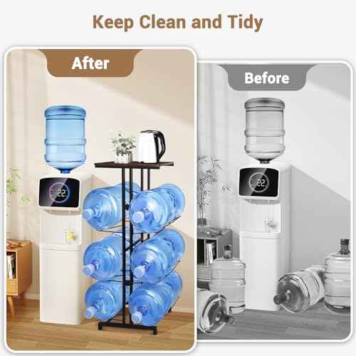CAROD 5 Gallon Water Jug Holder, Heavy Duty Water Jug Stand with Storage Shelves, 3-Tier Foldable 5 Gallon Water Bottle Holder Water Cooler Jug Rack for Kitchen Living Room Office Gym(Only Shelf)