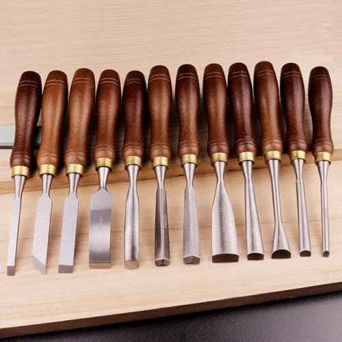 12-Piece Wood Carving Chisel Set - CR-V 60 Steel Multi-Shape Edge Gouges Carving tool for Woodworking Beginners and Professionals with Storage Case