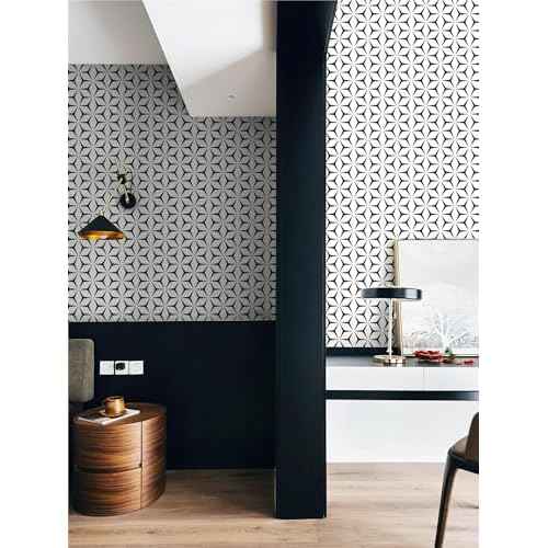 Heroad Wall Paper Peel and Stick Modern Black and White Wallpaper Peel and Stick Boho Geometric Contact Paper for Cabinets and Drawers Renter Friendly Self-Adhesive Removable Waterproof 17.7¡± x 118¡±