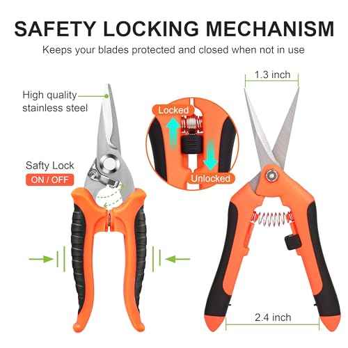 3 Pack Stainless Steel Garden Shears Pruning Set, Bypass, Serrated, and Straight Blade Scissors for Trimming Flowers, Branches, Stems - Perfect Pruners for Gardening & Plant Care