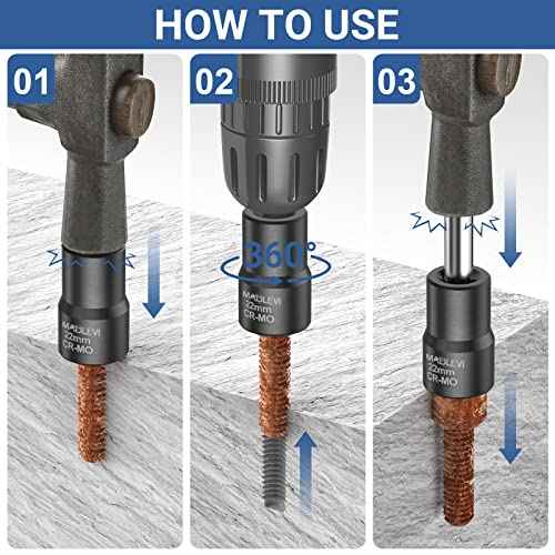 MABLEVI 13 PCS Bolt Extractor Set, 1/2" Drive Impact Lug Nut Remover Socket Tool with Center Punch Bar for Damaged, Frozen, Studs, Rusted, Rounded-Off Bolts & Screws