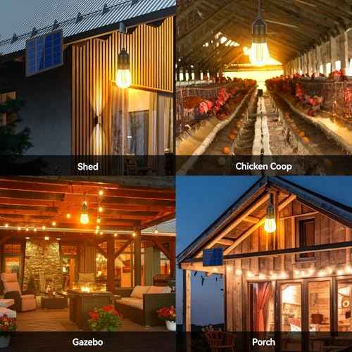 Solar Light Bulbs for Outside, Dusk to Dawn Solar Shed Light Outdoor Waterproof with Cable 9.8FT Portable Replacement Hanging Lights for DIY, Indoor, Chicken Coop, Post 2 Pack