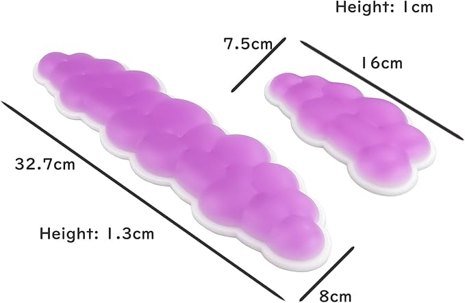 PU Gel Material Computer Keyboard Mouse Wrist Rest, Ergonomic Design, Relieving Typing Pain, Keyboard pad Supporting arm, Mouse pad Supporting Wrist, Anti-Skid PU Base, Office, Home, Games (Purple)