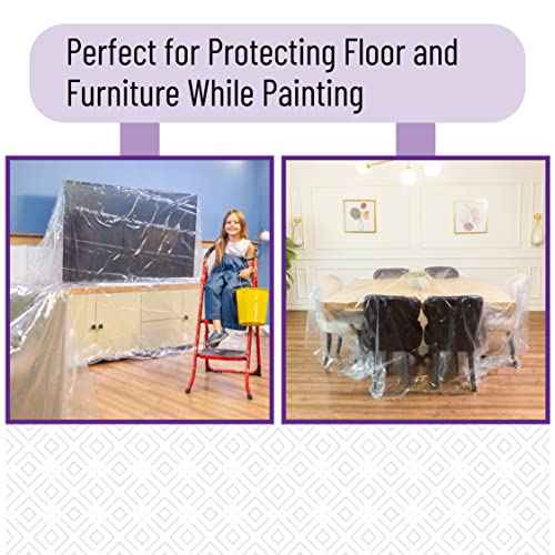 Bates Plastic Drop Cloths - 2 Pack, 6x9 Feet, Clear Plastic Tarp for Painting