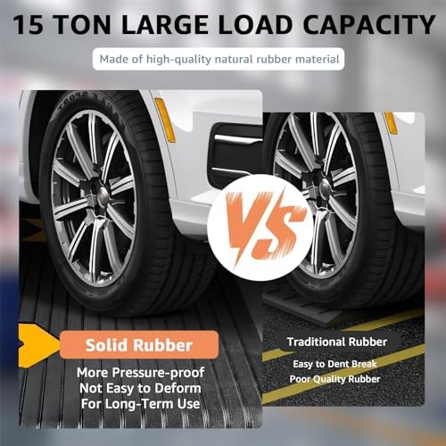 4 Inch Rubber Threshold Ramp for Doorway, 35.5" Wide Non-Slip Wheelchair Ramp with Reflective Arrows, Odorless Natural Rubber Curb Ramp for Home Steps, Scooter, Stroller & Pet Access