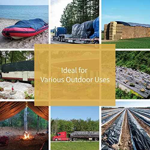 GUARD SHIELD Heavy Duty Tarp 16x20 Feet Black Tarp Large Outdoor Tarps Waterproof with Grommets Cover 12mil