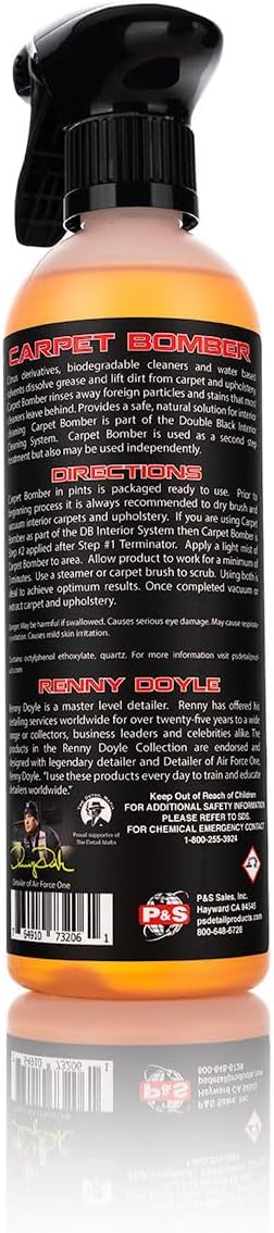 P & S PROFESSIONAL DETAIL PRODUCTS Carpet Bomber – Professional Upholstery Cleaner, Citrus-Based Formula, Removes Grease, Dirt & Odors, Highly Dilutable, Safe for Engines & Wheel Wells - 16 oz