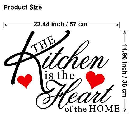 The Kitchen is The Heart of The Home Red Heart Wall Decal Sticker Art Mural Home D?cor Quote DIY