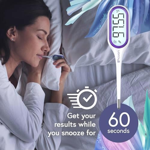 iProven Basal Body Thermometer with Backlight & Big Digits, 1/100 Degree High Precision, BBT for Ovulation Tracking, 30 Memory Recall, Accurate Fertility Temperature Tracker