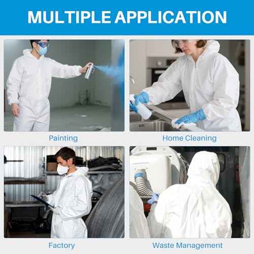 10 Pack Disposable Hazmat Suits,Protective Coveralls with Hood Full Body Painters Suit for Men&Women