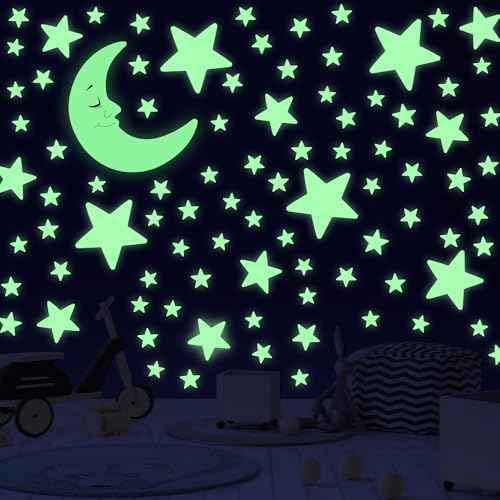 241PCS Glow in The Dark Stars Stickers, 3D Glow in The Dark Stars for Ceiling Wall Room Decor for Teen Girls Boys Kids Luminous Wall Stickers for Bedroom Party Night Holiday Birthday Gift (Green)