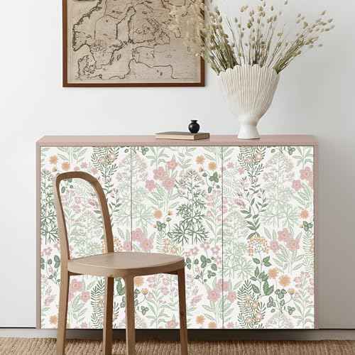 MelunMer Peel and Stick Wallpaper Boho Floral Contact Paper for Cabinets 78.7 in L 17.3In W Self Adhesive Removable Wallpaper for Bedroom/Bathroom Waterproof Nursery Botanical